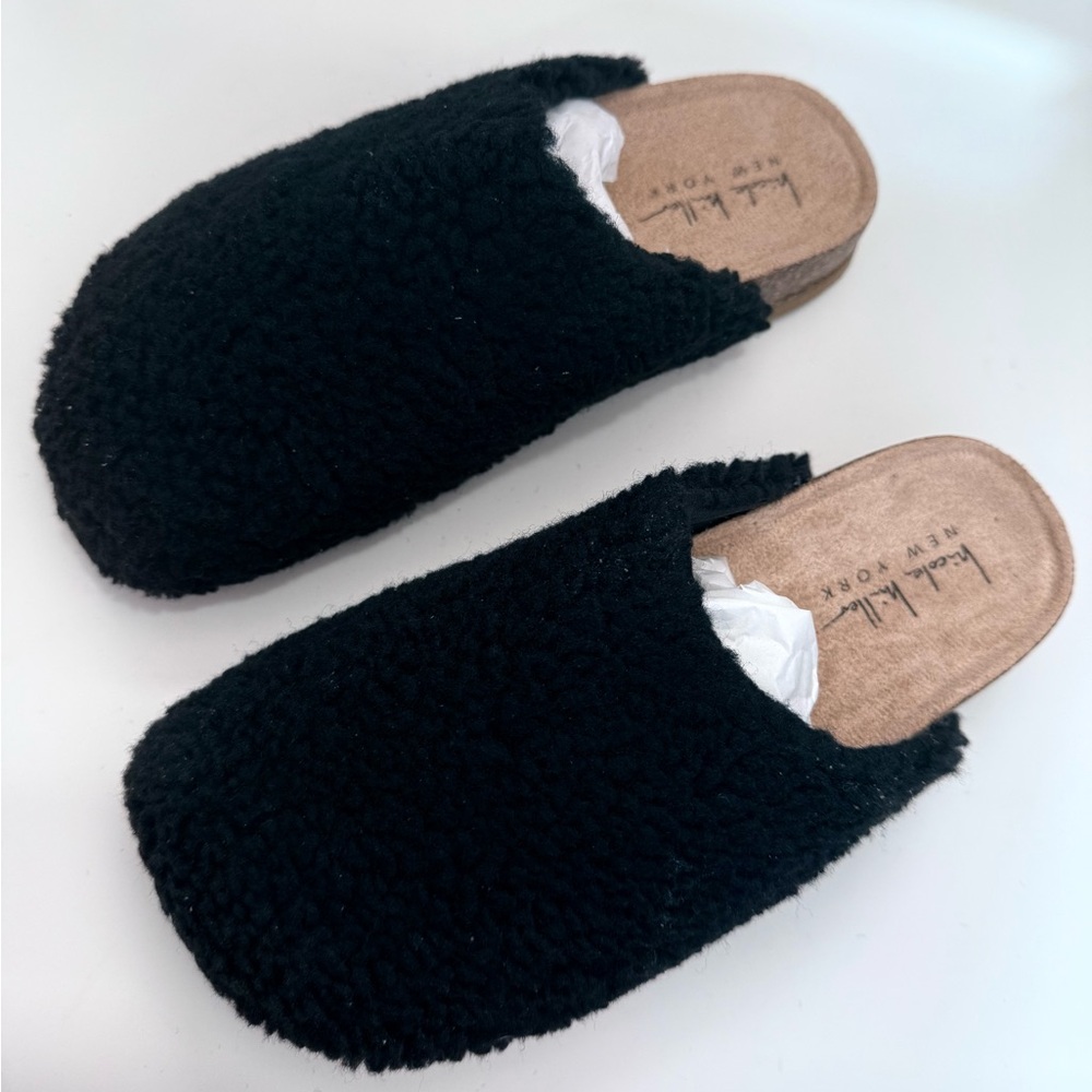 Black Textured Mules by Nicole Miller
